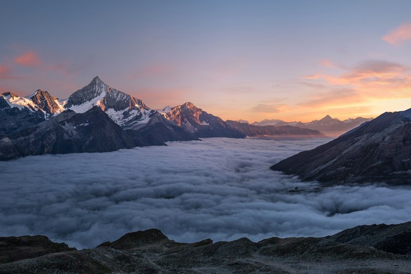 Mountain silhouette at dawn